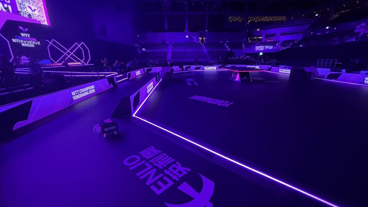 横浜BUNTAI WTTチャンピオンズ横浜2026 ENLIOロゴ入りPVCスポーツフロア 国際卓球大会